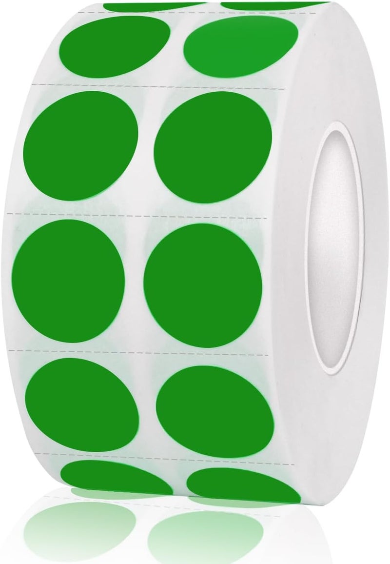 Yeachlaing 2000 Pieces 0.5 Inch Round Color Coding Labels,Circle Dot Stickers Used for Classroom Office and More,with Perforation Line (Green) - Image 1